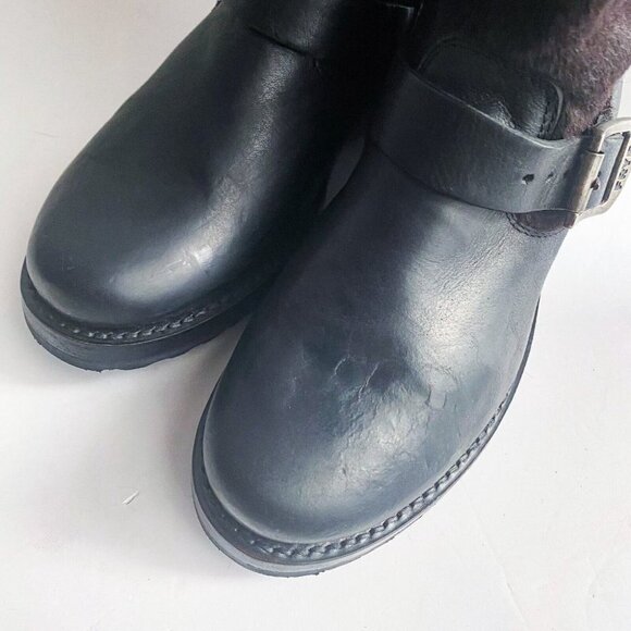Frye Black Leather Cow skin Mid Calf Boots 6.5B Mexico - Picture 7 of 8
